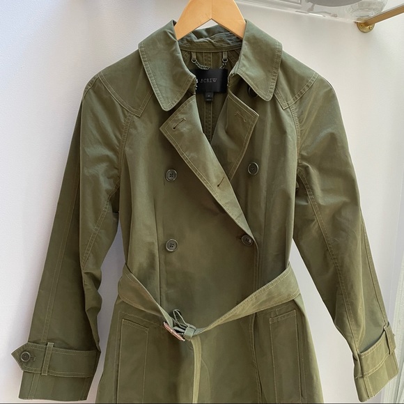 J.Crew Green/Olive Trench Coat - Picture 9 of 10